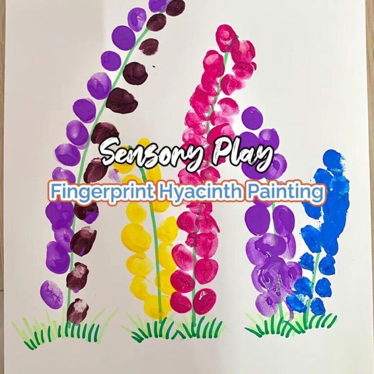 Aktiviti Sensori: Sensory Play Fingerprint Hyacinth Painting